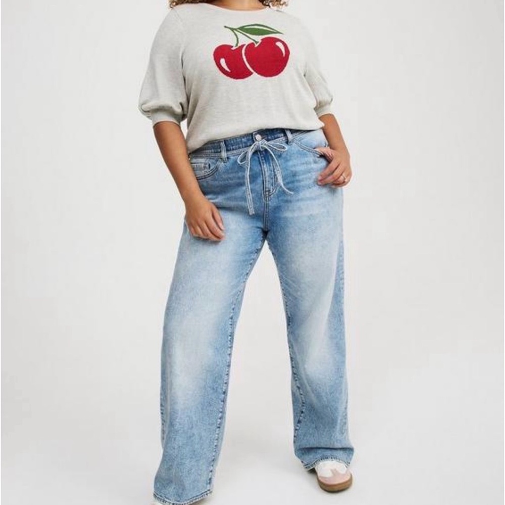 torrid Light Blue High-Rise Wide Leg Jeans with Drawstring